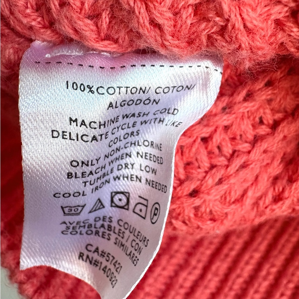 Loft Coral Punchy Pink bright 100% cotton Button-Up Cardigan - Picture 3 of 4